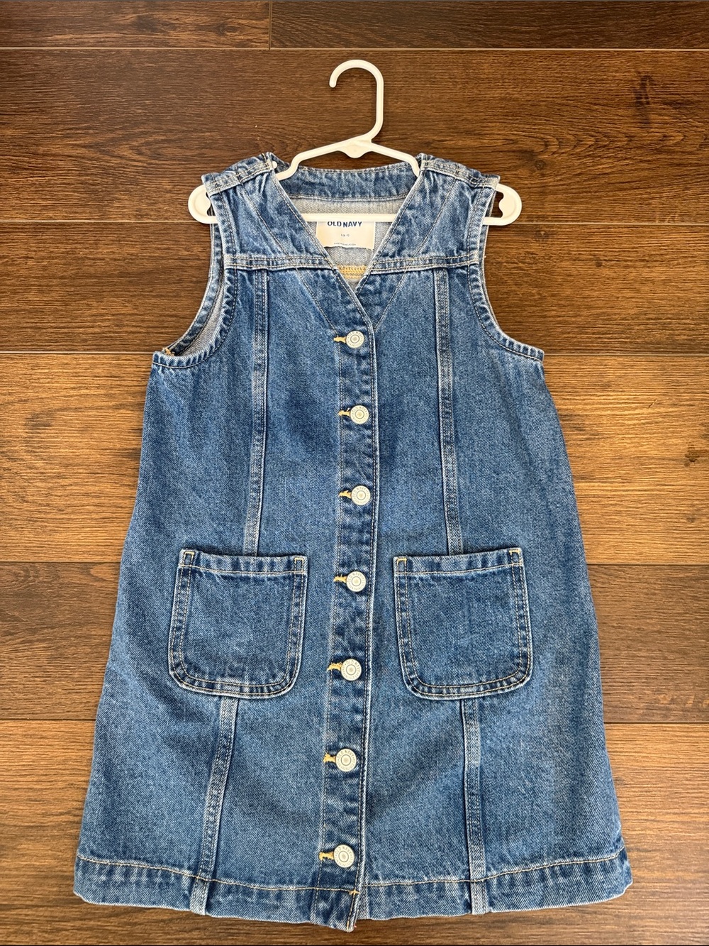 Old Navy Blue Denim Button-Front Pinafore Dress